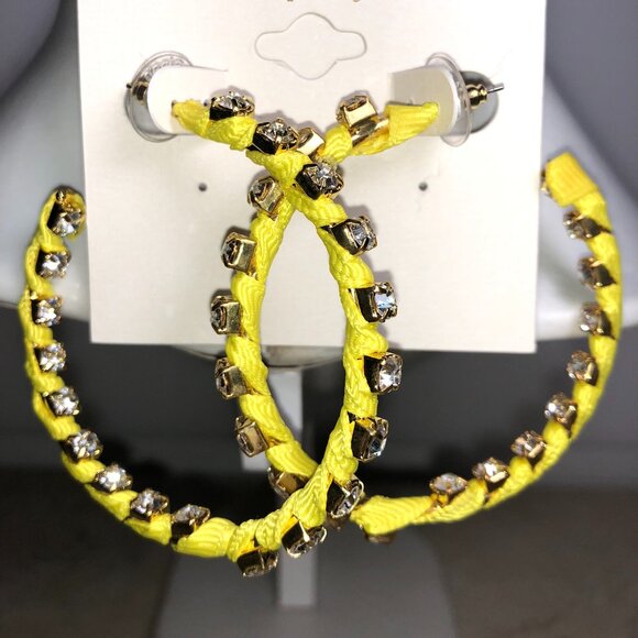 Amrita Yellow & Gold Crystal Hoop Earrings - Picture 1 of 5
